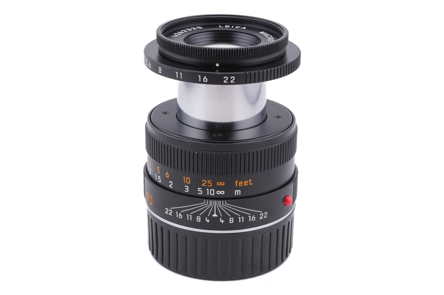 Leica 90mm f4 Macro-Elmar-M (Type II) (11670) + Lens Hood (12575)