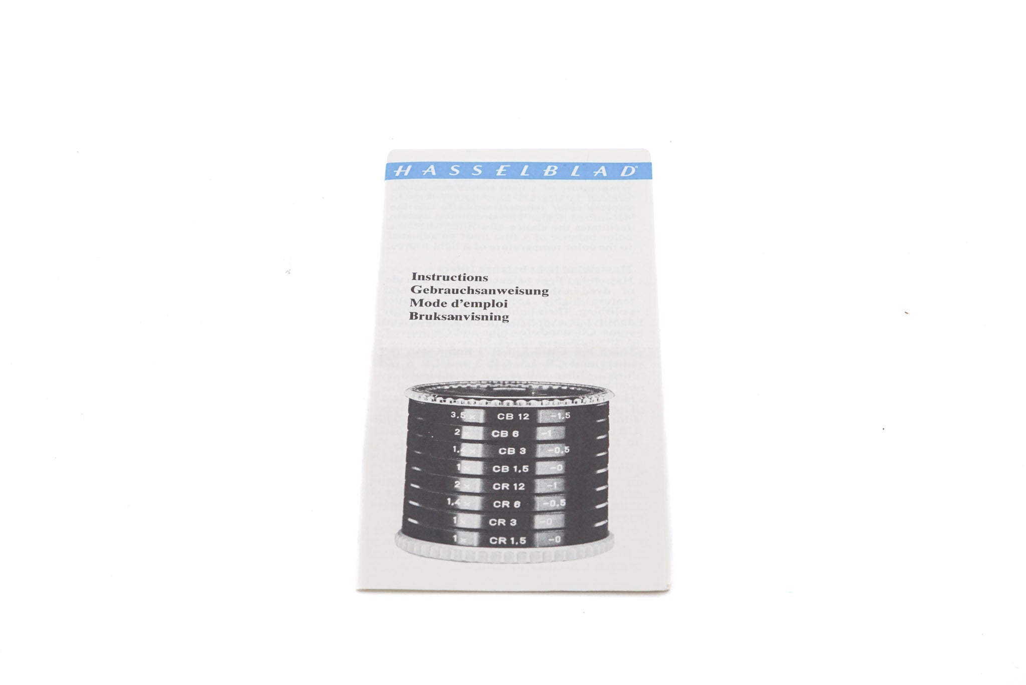 Hasselblad Color Correction (Light Balance) Filters Instructions