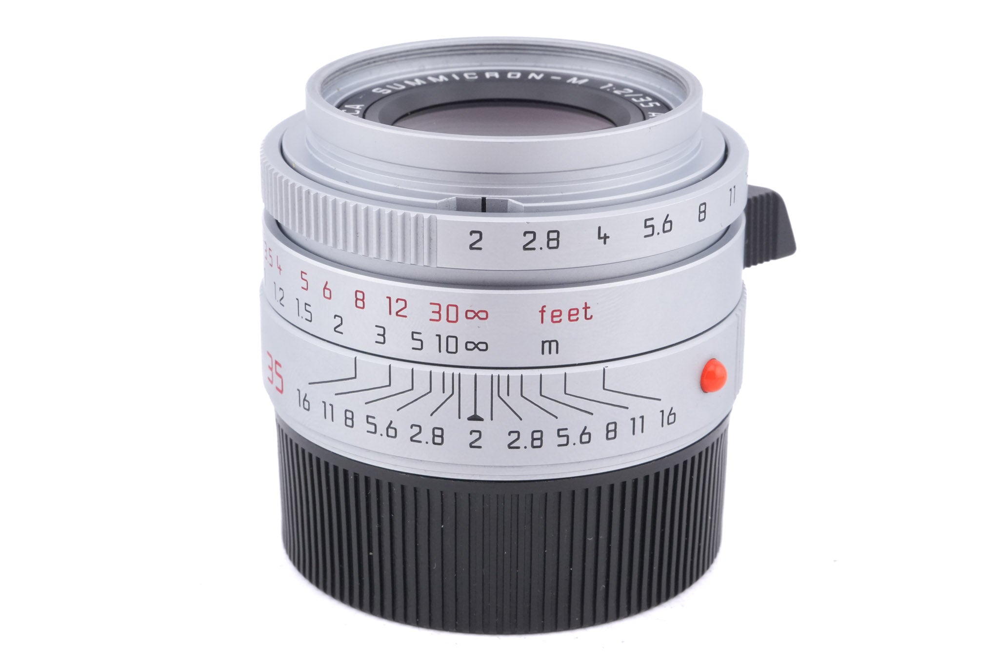 Leica 35mm f2 Summicron-M ASPH. (Type I) (Silver, 11882) + Lens Hood (35mm f2 ASPH. / 28mm f2.8 ASPH.) (A42) (12526)