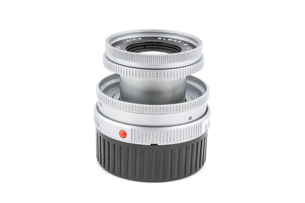 Leica 50mm f2.8 Elmar-M (Silver, 11823) + Lens Hood (50mm f2.8 Elmar-M) (12549)