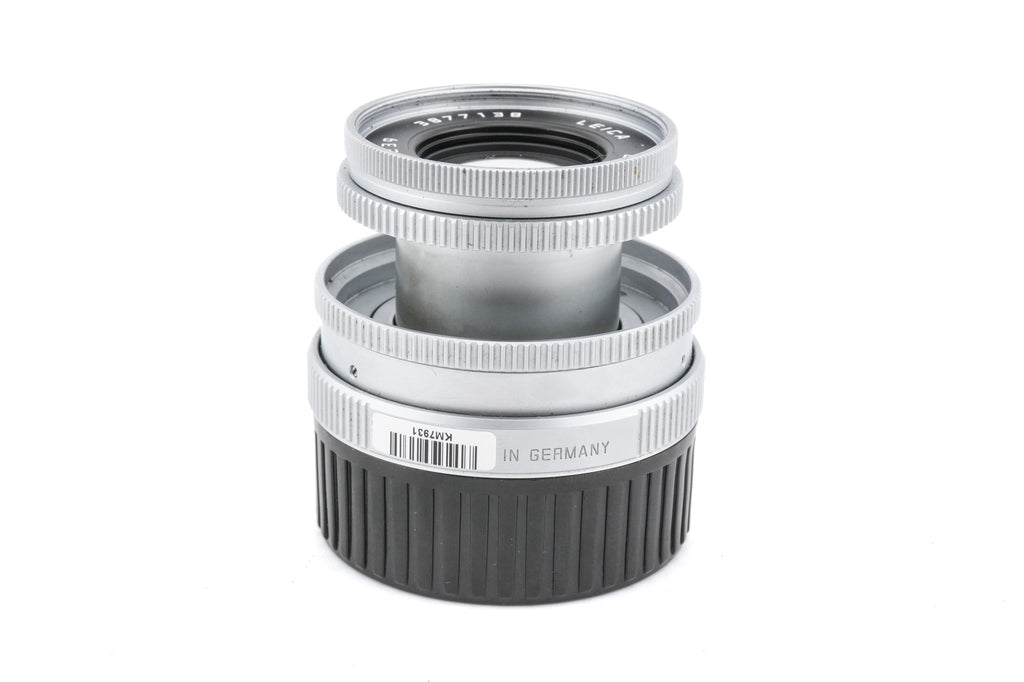 Leica 50mm f2.8 Elmar-M (Silver, 11823) + Lens Hood (50mm f2.8 Elmar-M) (12549)