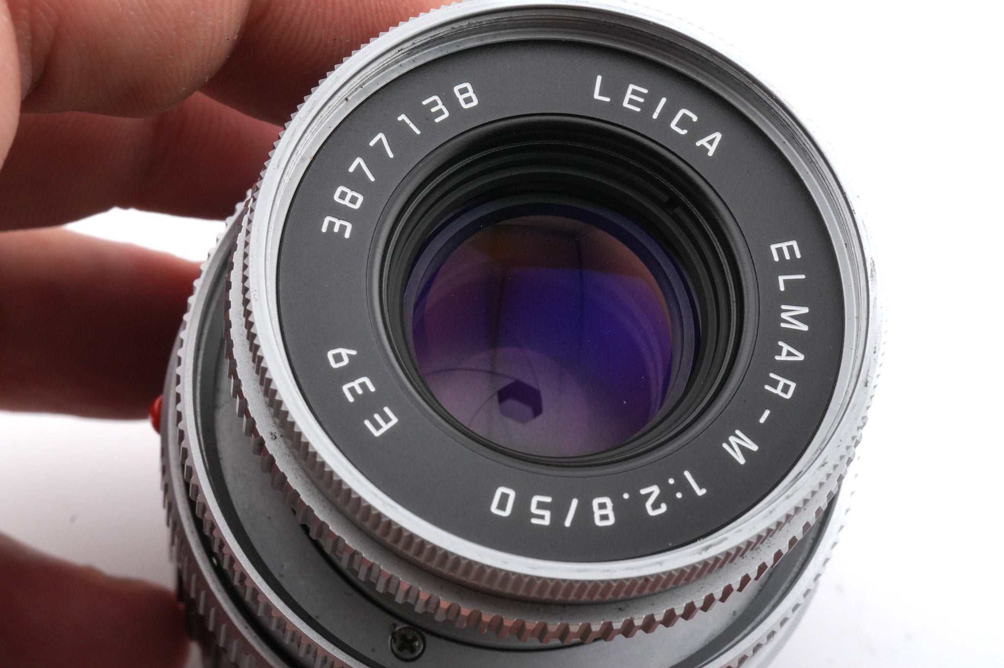 Leica 50mm f2.8 Elmar-M (Silver, 11823) + Lens Hood (50mm f2.8 Elmar-M) (12549)