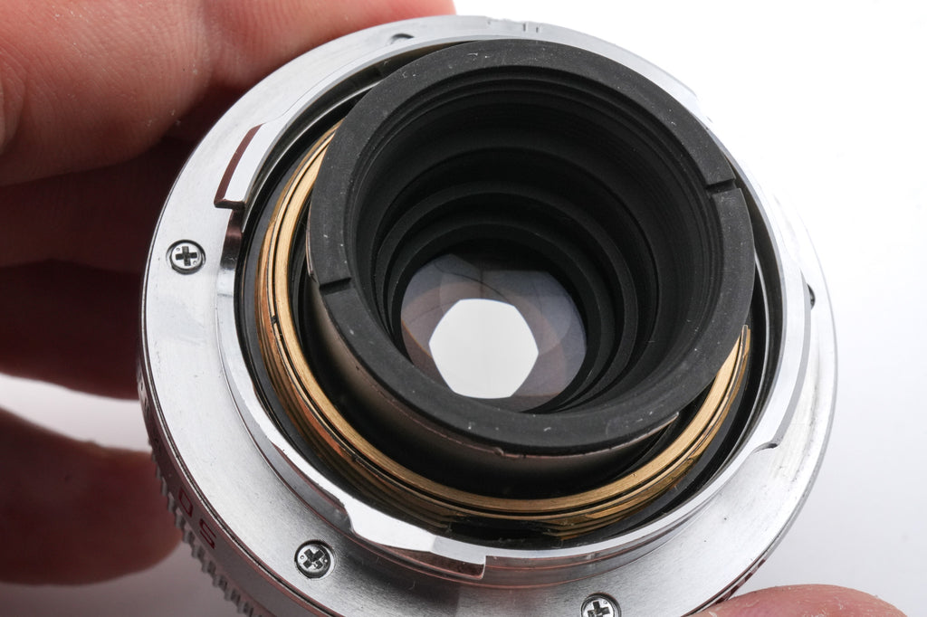 Leica 50mm f2.8 Elmar-M (Silver, 11823) + Lens Hood (50mm f2.8 Elmar-M) (12549)