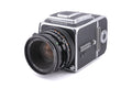 Hasselblad 500C/M (Silver, 10026) + 80mm f2.8 Planar T* CF (20029) + A12 Film Magazine (Silver, 30074) + Waist Level Finder (Old / Silver, 42021) + Standard Focusing Screen (42161)