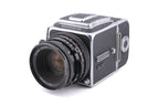 Hasselblad 500C/M (Silver, 10026) + 80mm f2.8 Planar T* CF (20029) + A12 Film Magazine (Silver, 30074) + Waist Level Finder (Old / Silver, 42021) + Standard Focusing Screen (42161)