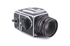 Hasselblad 500C/M (Silver, 10026) + 80mm f2.8 Planar T* CF (20029) + A12 Film Magazine (Silver, 30074) + Waist Level Finder (Old / Silver, 42021) + Standard Focusing Screen (42161)