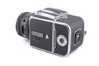 Hasselblad 500C/M (Silver, 10026) + 80mm f2.8 Planar T* CF (20029) + A12 Film Magazine (Silver, 30074) + Waist Level Finder (Old / Silver, 42021) + Standard Focusing Screen (42161)