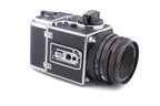 Hasselblad 500C/M (Silver, 10026) + 80mm f2.8 Planar T* CF (20029) + A12 Film Magazine (Silver, 30074) + Waist Level Finder (Old / Silver, 42021) + Standard Focusing Screen (42161)