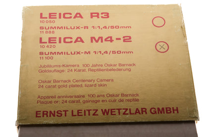 Leica M4-2 (Oskar Barnack Deluxe) (Gold, 10420) + 50mm f1.4 Summilux (Type II) (Oskar Barnack Deluxe) (11100)