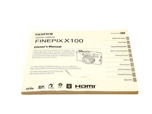 Fujifilm FinePix X100 Instructions