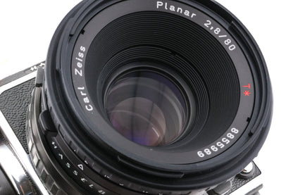 Hasselblad 501CM + Waist Level Finder (New / Chrome, 42315) + A12N Film Magazine + Acute-Matte D Standard Focusing Screen (42204) + 80mm f2.8 Planar T* CB