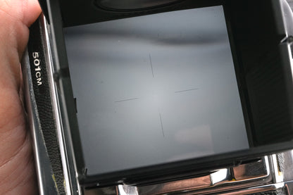 Hasselblad 501CM + Waist Level Finder (New / Chrome, 42315) + A12N Film Magazine + Acute-Matte D Standard Focusing Screen (42204) + 80mm f2.8 Planar T* CB