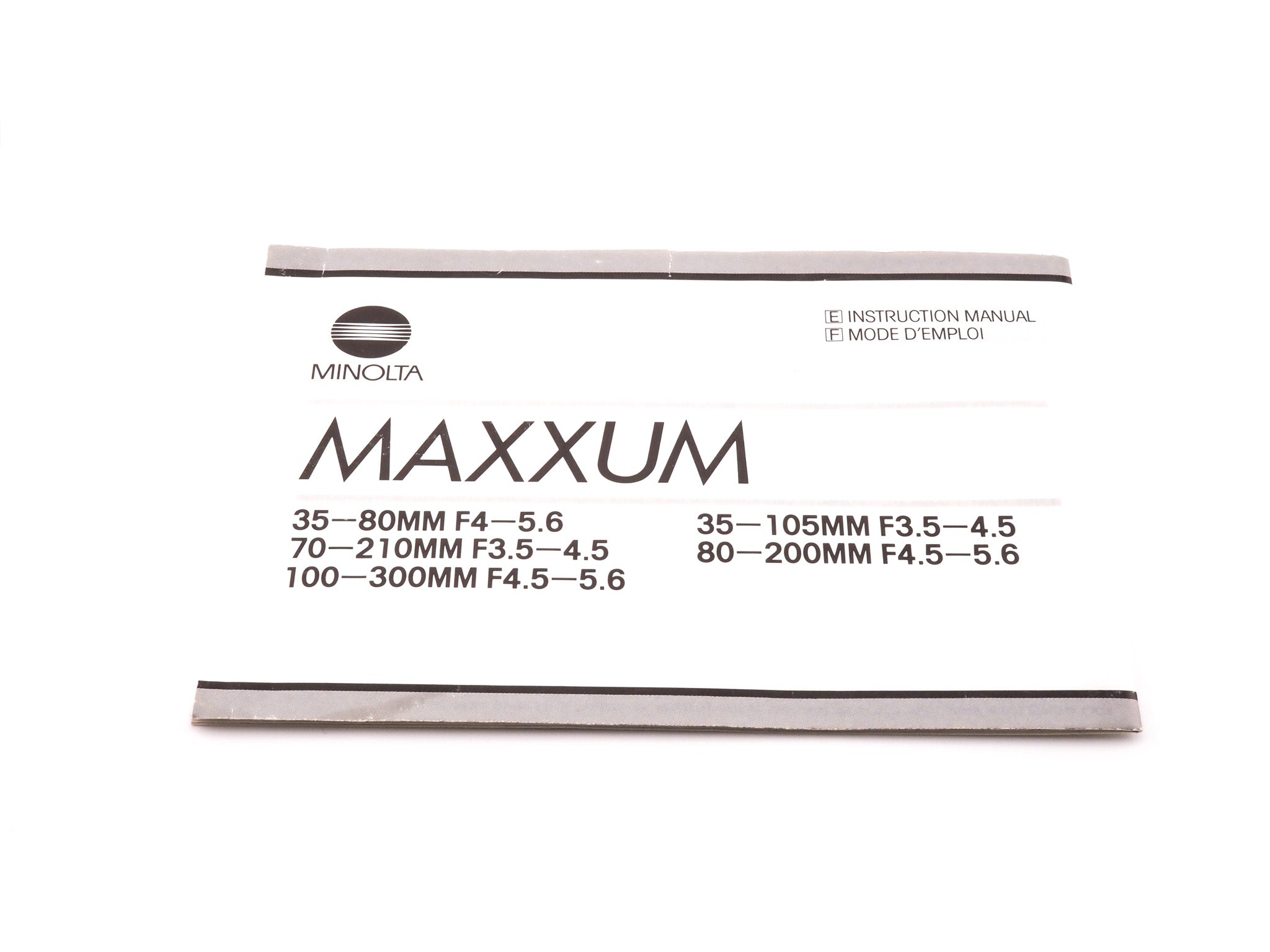 Minolta AF Zoom Lenses / Maxxum AF Zoom Lenses Instructions
