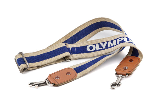 Olympus White & Blue Fabric Neck Strap