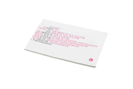 Minolta A Guide To The Minolta SLR System of Creative Photography