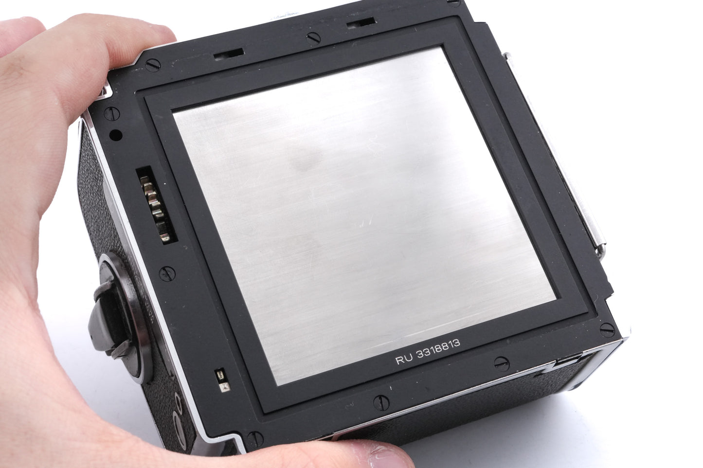 Hasselblad 503CXi (10026 / 10172) + A12N Film Magazine + Waist Level Finder (New / Chrome, 42315) + 80mm f2.8 Planar T* CF (20029) + Acute-Matte D Microprism / Split Image Focusing Screen (42215)