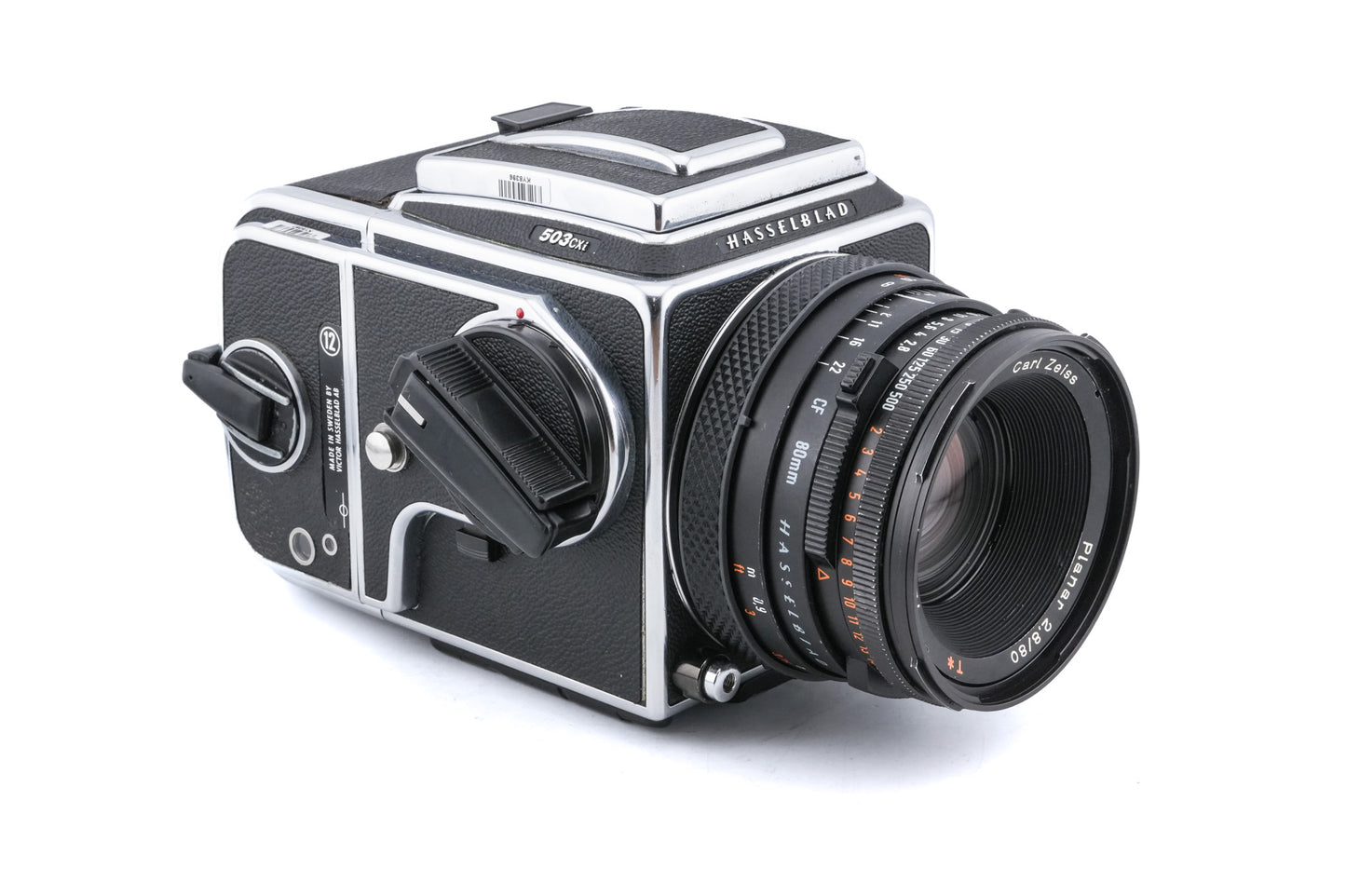 Hasselblad 503CXi (10026 / 10172) + A12N Film Magazine + Waist Level Finder (New / Chrome, 42315) + 80mm f2.8 Planar T* CF (20029) + Acute-Matte D Microprism / Split Image Focusing Screen (42215)