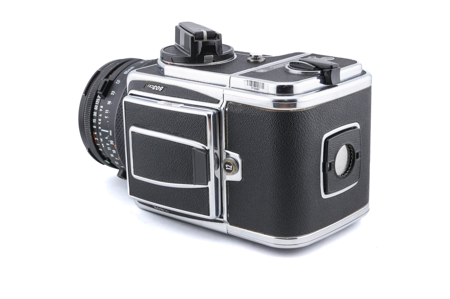 Hasselblad 503CXi (10026 / 10172) + A12N Film Magazine + Waist Level Finder (New / Chrome, 42315) + 80mm f2.8 Planar T* CF (20029) + Acute-Matte D Microprism / Split Image Focusing Screen (42215)