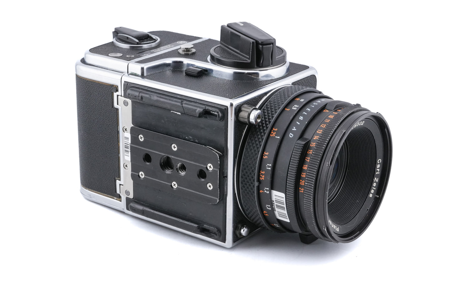 Hasselblad 503CXi (10026 / 10172) + A12N Film Magazine + Waist Level Finder (New / Chrome, 42315) + 80mm f2.8 Planar T* CF (20029) + Acute-Matte D Microprism / Split Image Focusing Screen (42215)