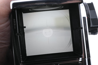 Hasselblad 503CXi (10026 / 10172) + A12N Film Magazine + Waist Level Finder (New / Chrome, 42315) + 80mm f2.8 Planar T* CF (20029) + Acute-Matte D Microprism / Split Image Focusing Screen (42215)