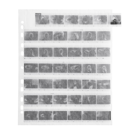 Pergamine paper sleeves for 35mm negatives on a white background.