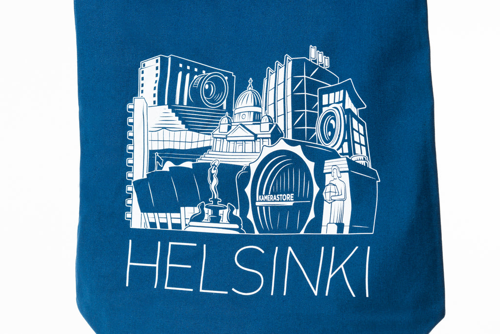 A close-up of a Kamerastore Tote Bag Helsinki frontside on a white background.