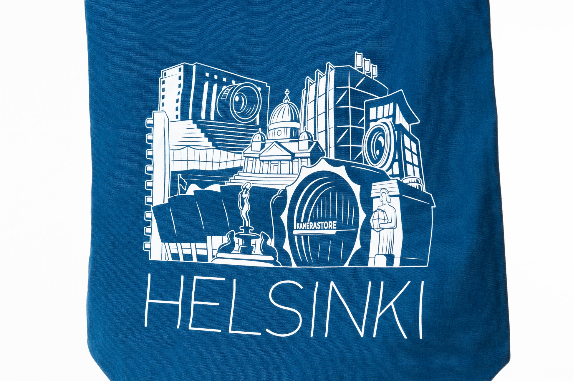 A close-up of a Kamerastore Tote Bag Helsinki frontside on a white background.