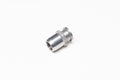 A silver soft release button from side on a white background. For Nikon AR-1.