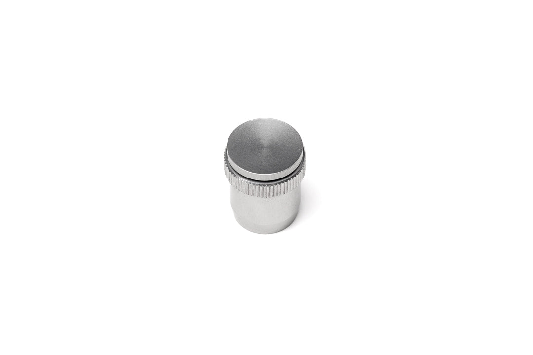 A silver soft release button on a white background. For Nikon AR-1.