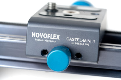 Novoflex Macrorail close-up on a white background.