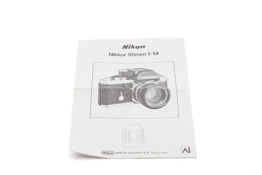 Nikon Nikkor 50mm f1.4 Pre-AI Instructions