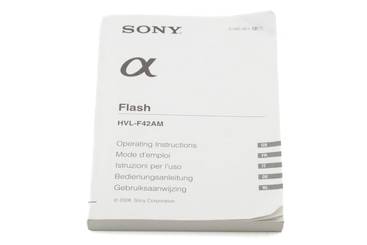 Sony HVL-F42AM Flash Instructions