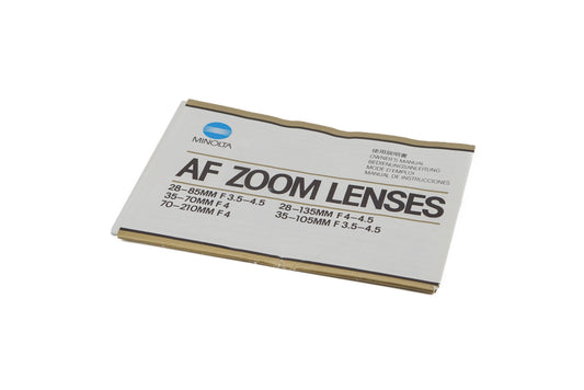 Minolta AF Zoom Lenses Instructions
