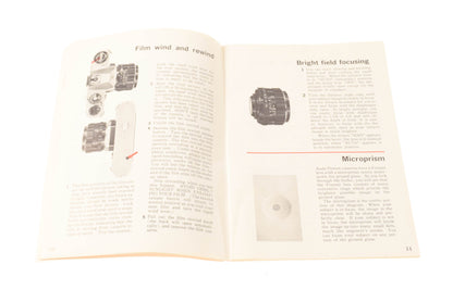 Pentax Spotmatic SP II Operating Manual