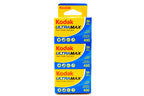 A 3-pack Kodak Ultramax 400 daylight-balanced film box on a white background. For 35mm cameras.