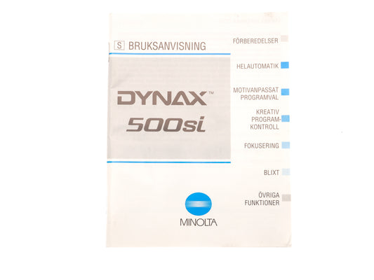 Minolta Dynax 500si Instructions