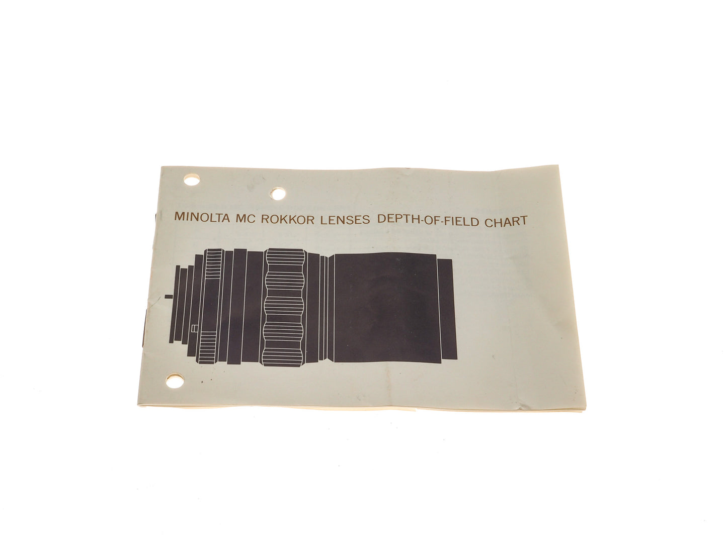 Minolta MC Rokkor/Rokkor-X Lens Depth Of Field Table Instructions - Accessory