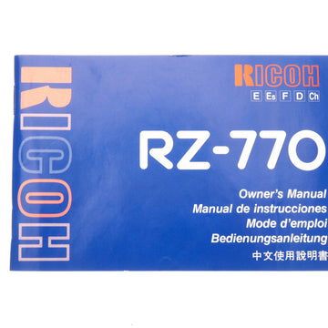 Ricoh RZ-770 Instructions
