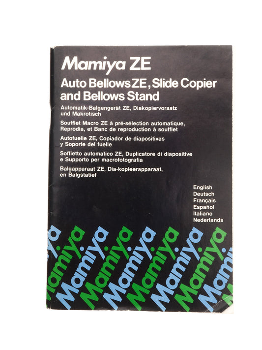 Mamiya ZE Auto Bellows ZE, Slide Copier and Bellows Stand Instructions