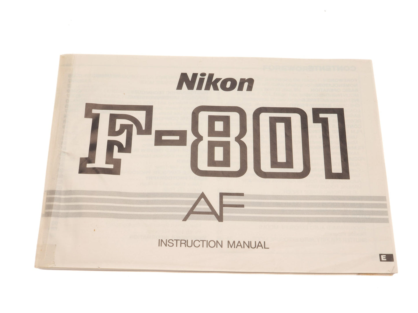 Nikon F-801 AF Instructions