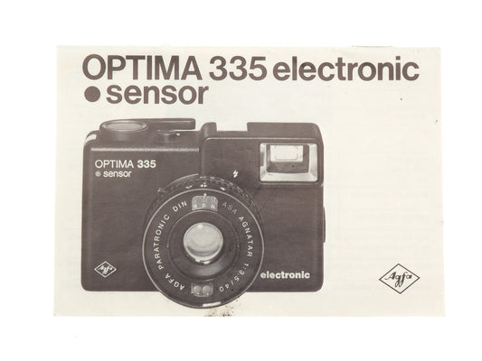 Agfa Optima 335 Instructions