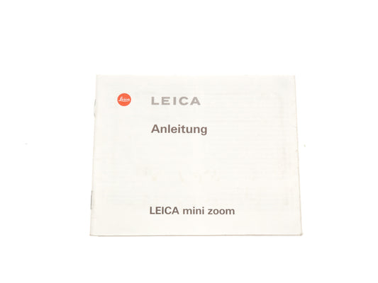 Leica Mini Zoom Instructions