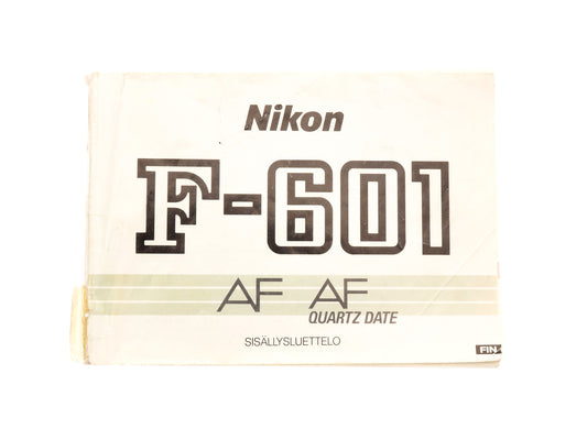 Nikon F-601 AF/AF Quartz Date Instructions
