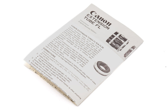 Canon Extension Tube FL Instructions - Accessory