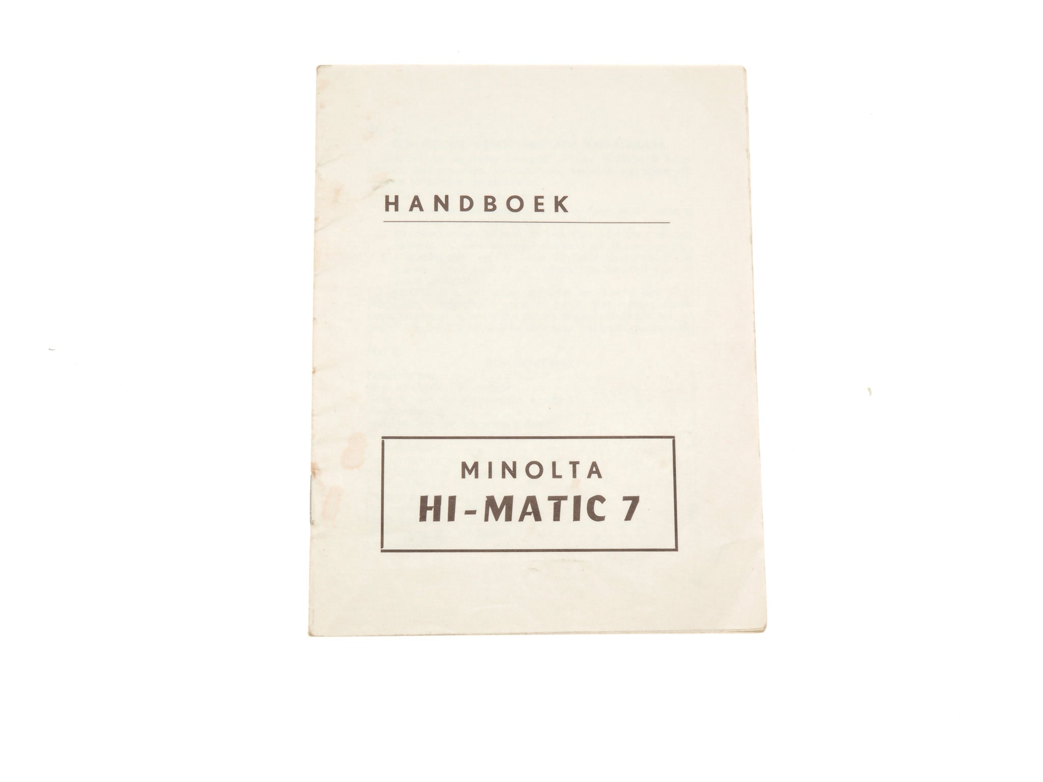 Minolta Hi-Matic 7 Instructions