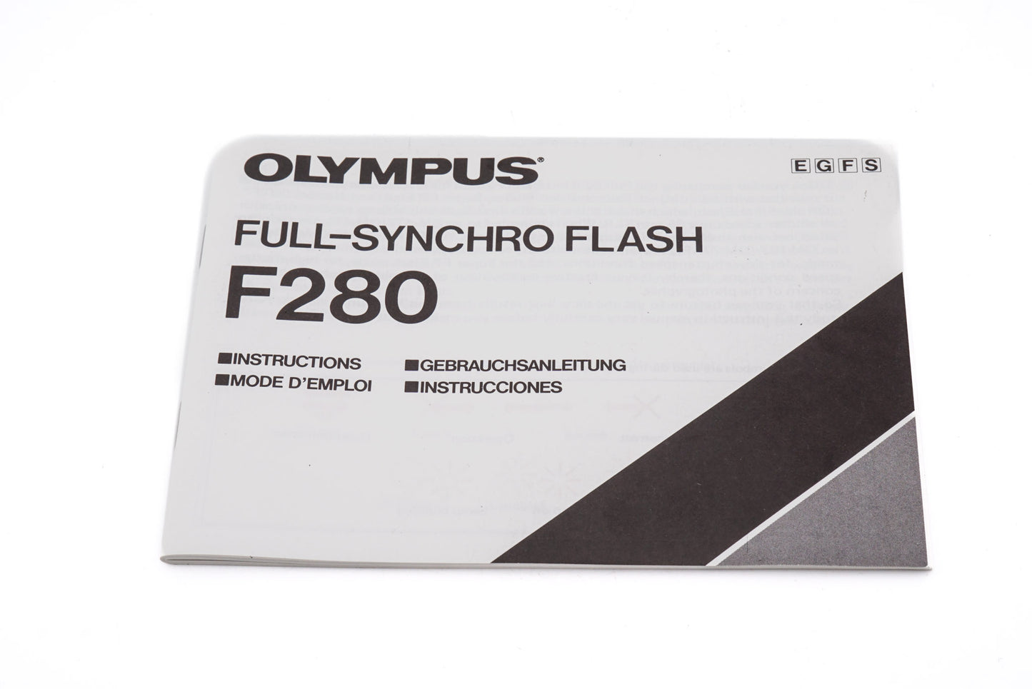 Olympus F280 Full-Synchro Flash Instructions - Accessory