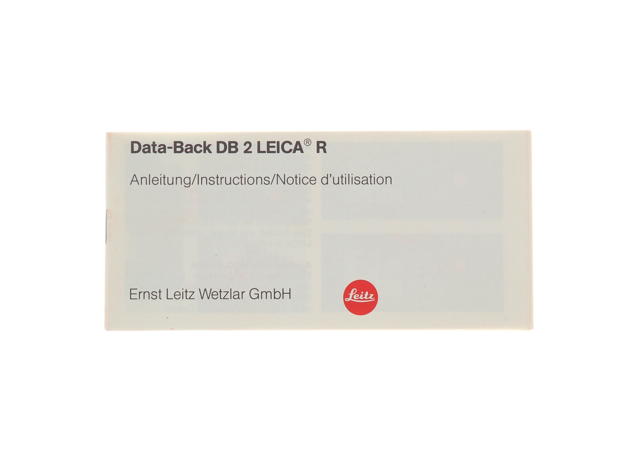 Leica Data-Back DB 2 Leica R Instructions – Kamerastore
