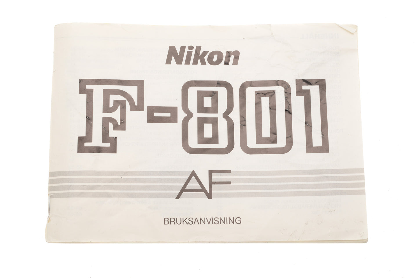 Nikon F-801 AF Instructions