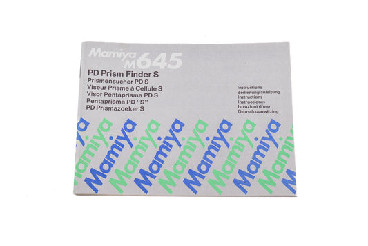 Mamiya PD Prism Finder S Instructions - Accessory