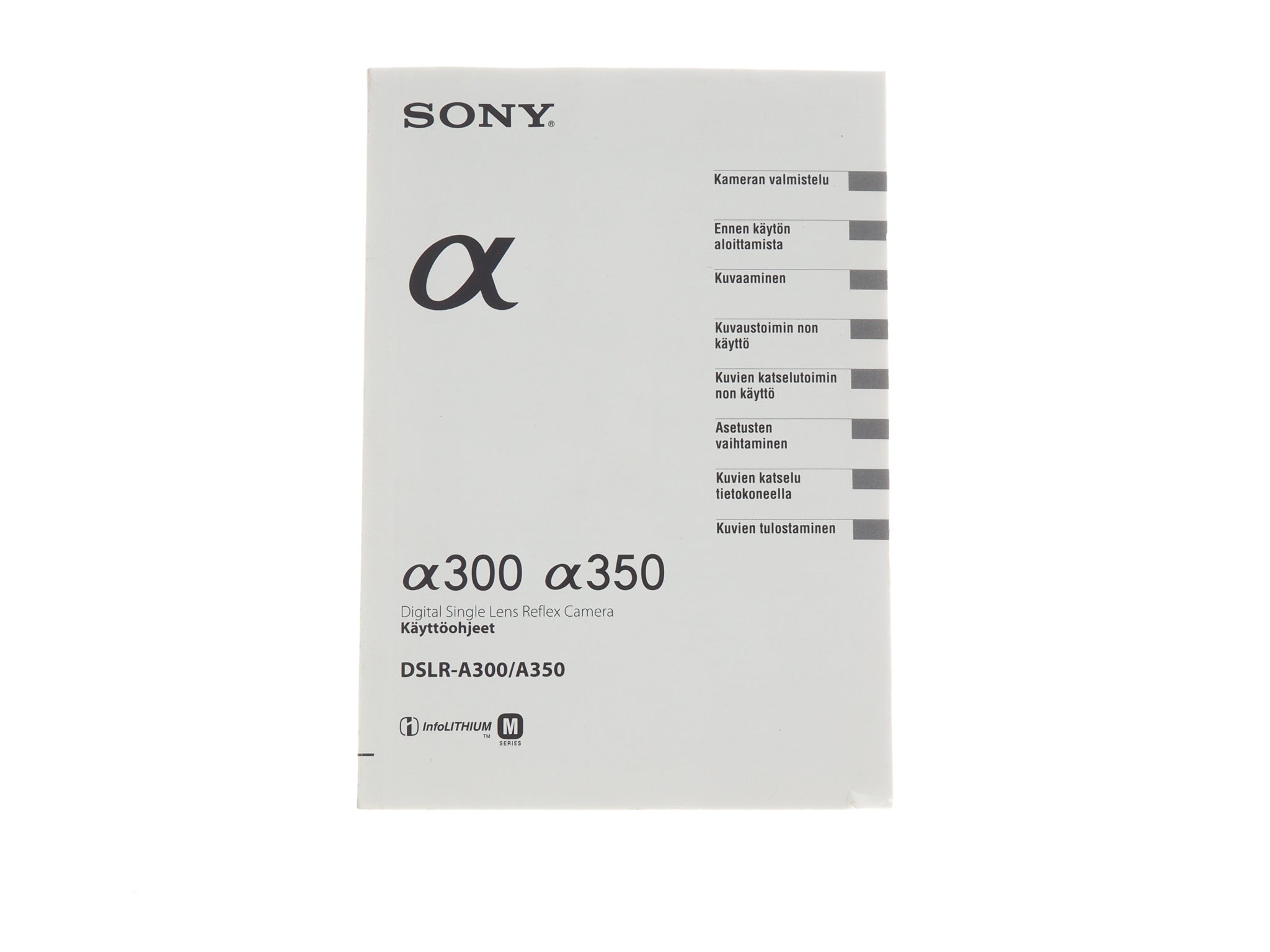 Sony A300 / A350 Instructions – Kamerastore